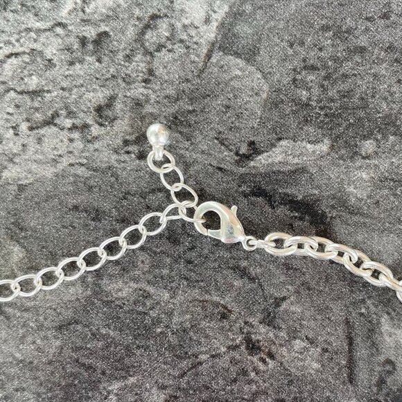 Vintage Inspired Silver Tone Chain Fashion Necklace With Decorative Links - Picture 3 of 7